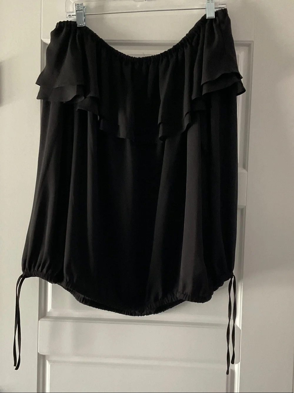 Michael Kors Black Off-Shoulder Ruffle Blouse